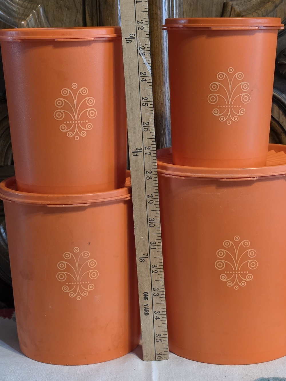 Tupperware Orange Decorative Storage Canisters